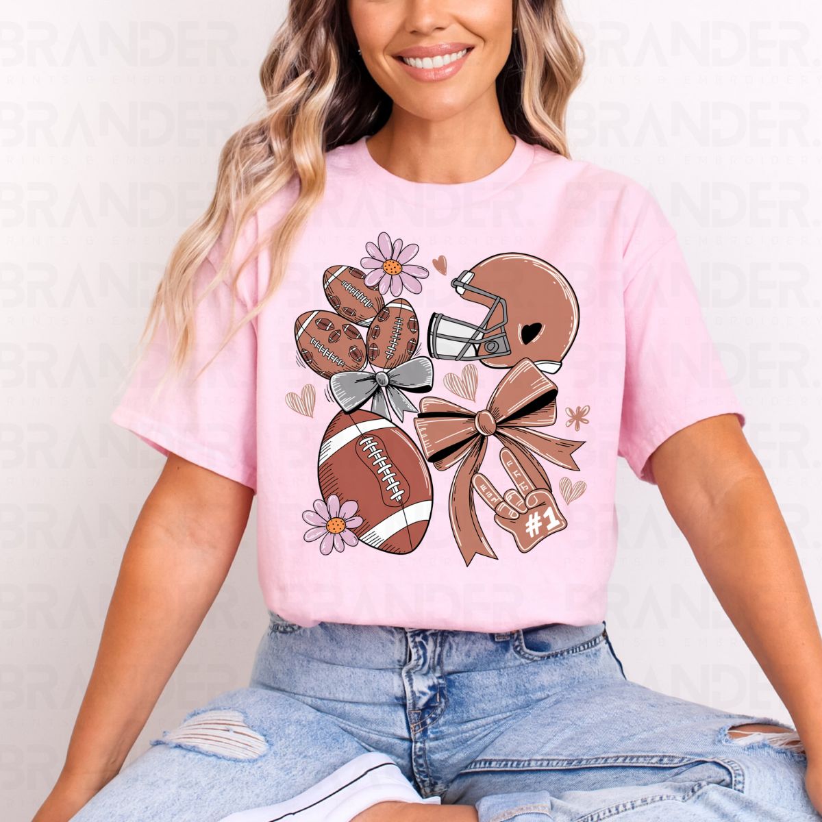 COQUETTE FOOTBALL DOODLE - COMPLETED TEE