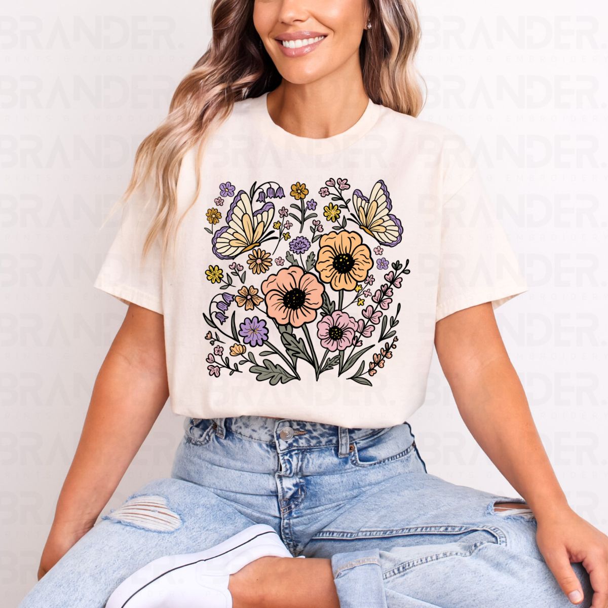SPRING FLOWERS AND BUTTERFLIES - DTF TRANSFER