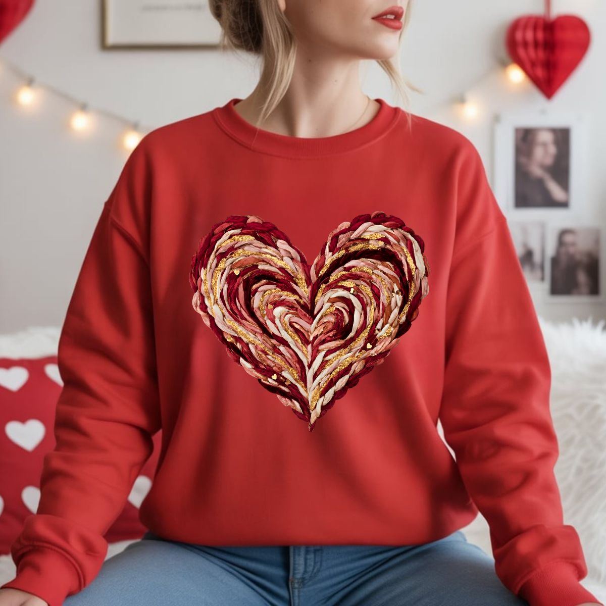 SWIRLY HEART *FAUX YARN* - DTF TRANSFER