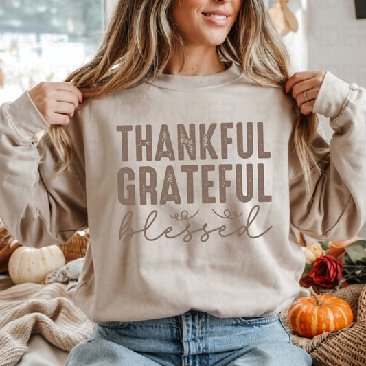 THANKFUL GRATEFUL BLESSED - DTF TRANSFER