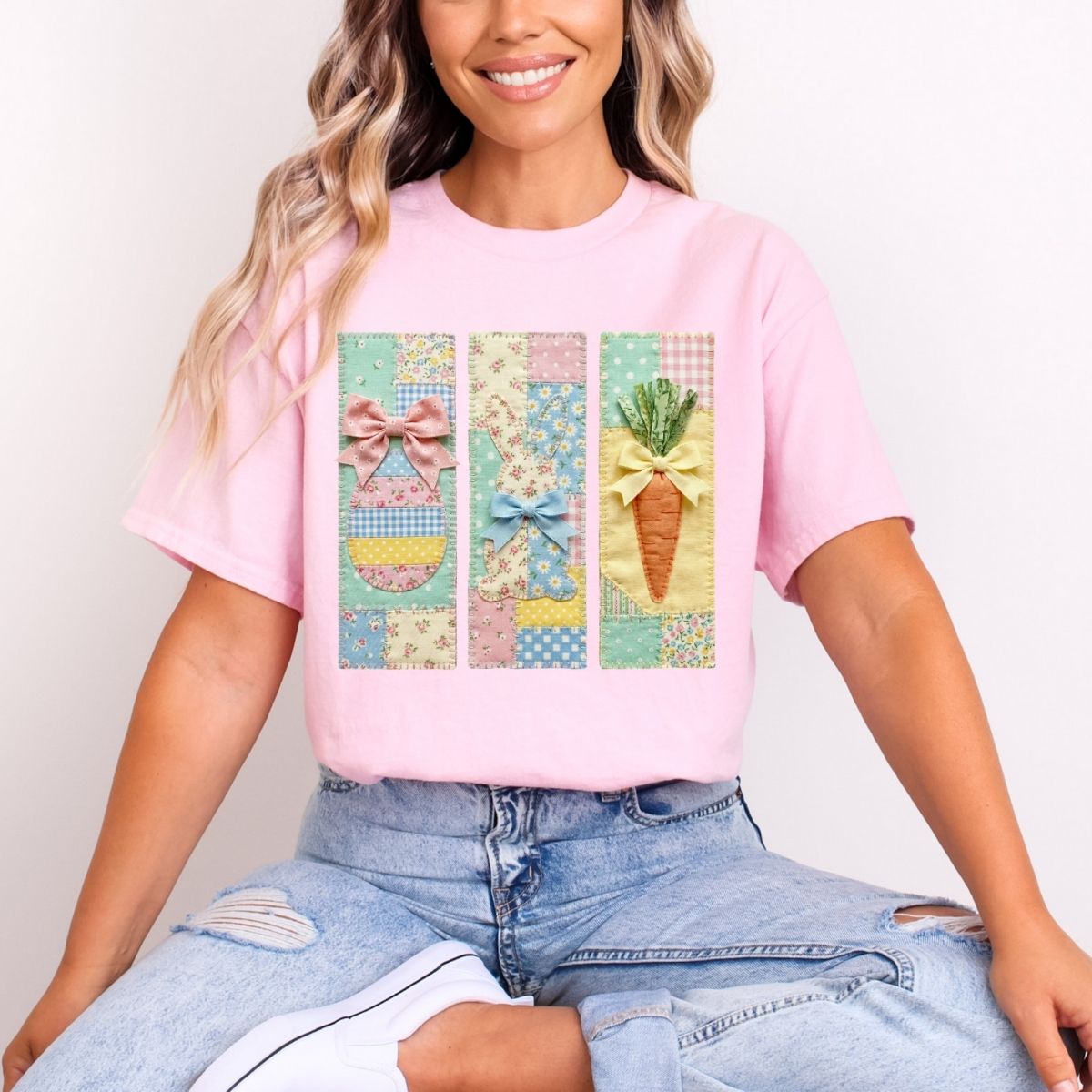 COQUETTE PATCHWORK EASTER DOODLE - DTF TRANSFER