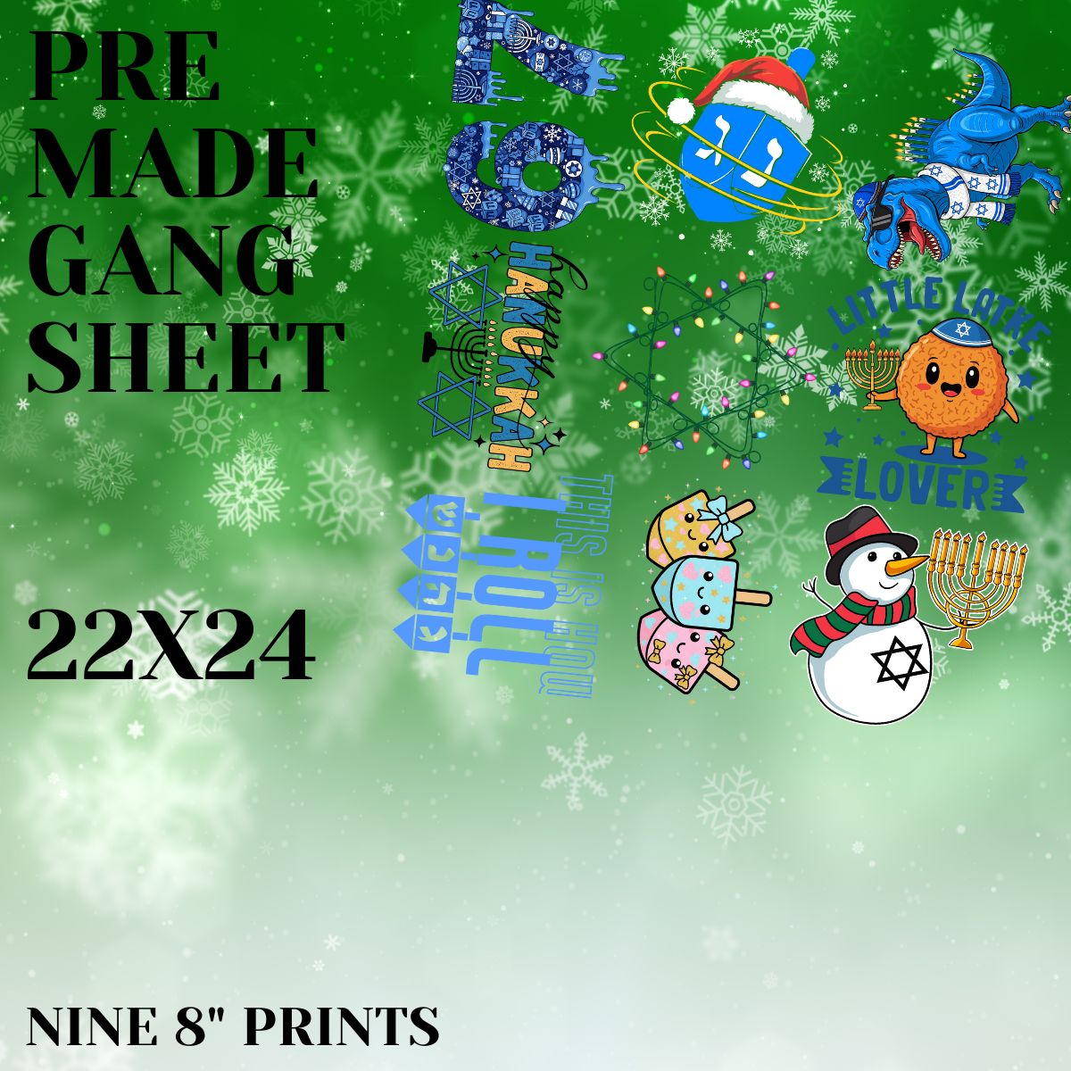 KIDS HANUKKAH - 22X24 - PREMADE GANG SHEET