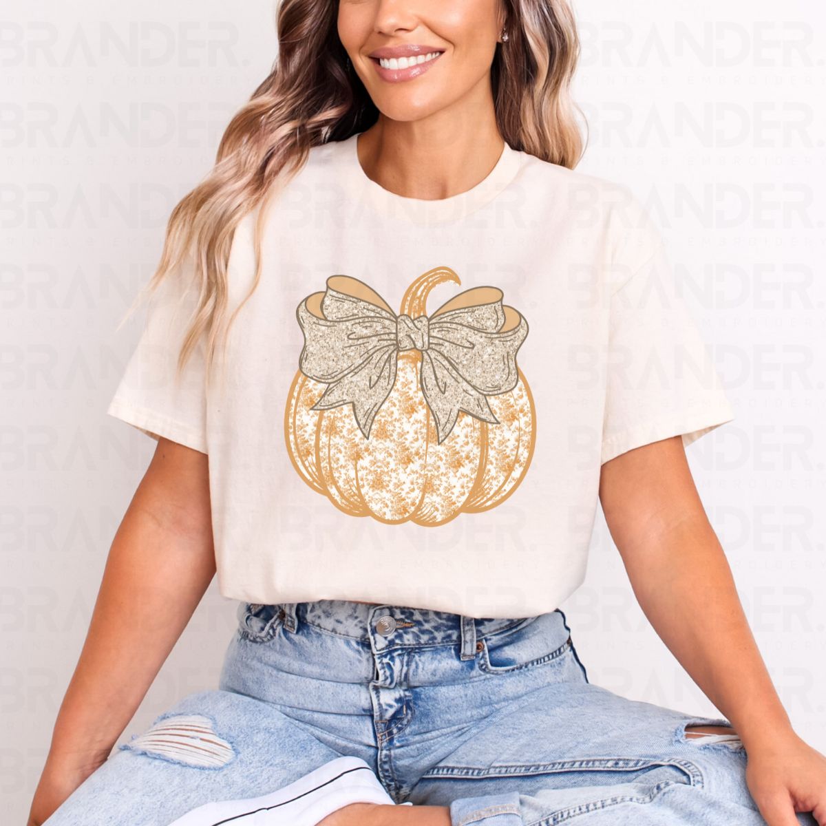COQUETTE ORANGE FLORAL PUMPKIN - DTF TRANSFER