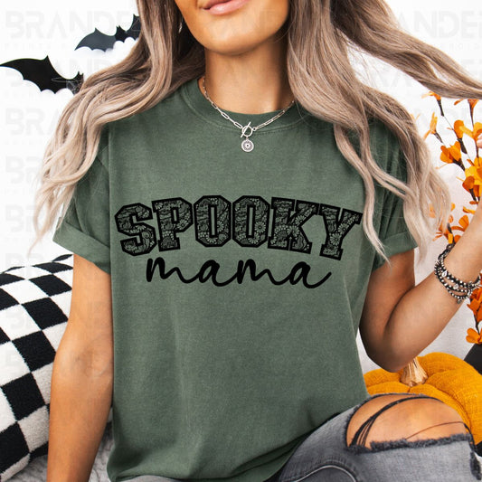 SPOOKY MAMA *FAUX LACE* - DTF TRANSFER