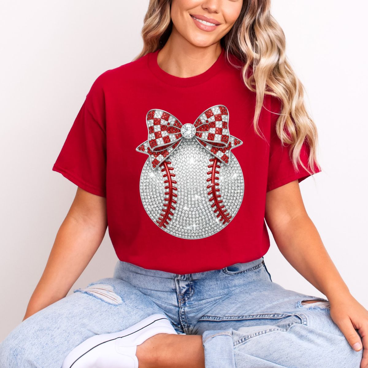 COQUETTE BLING BASEBALL *FAUX SEQUIN* - DTF TRANSFER