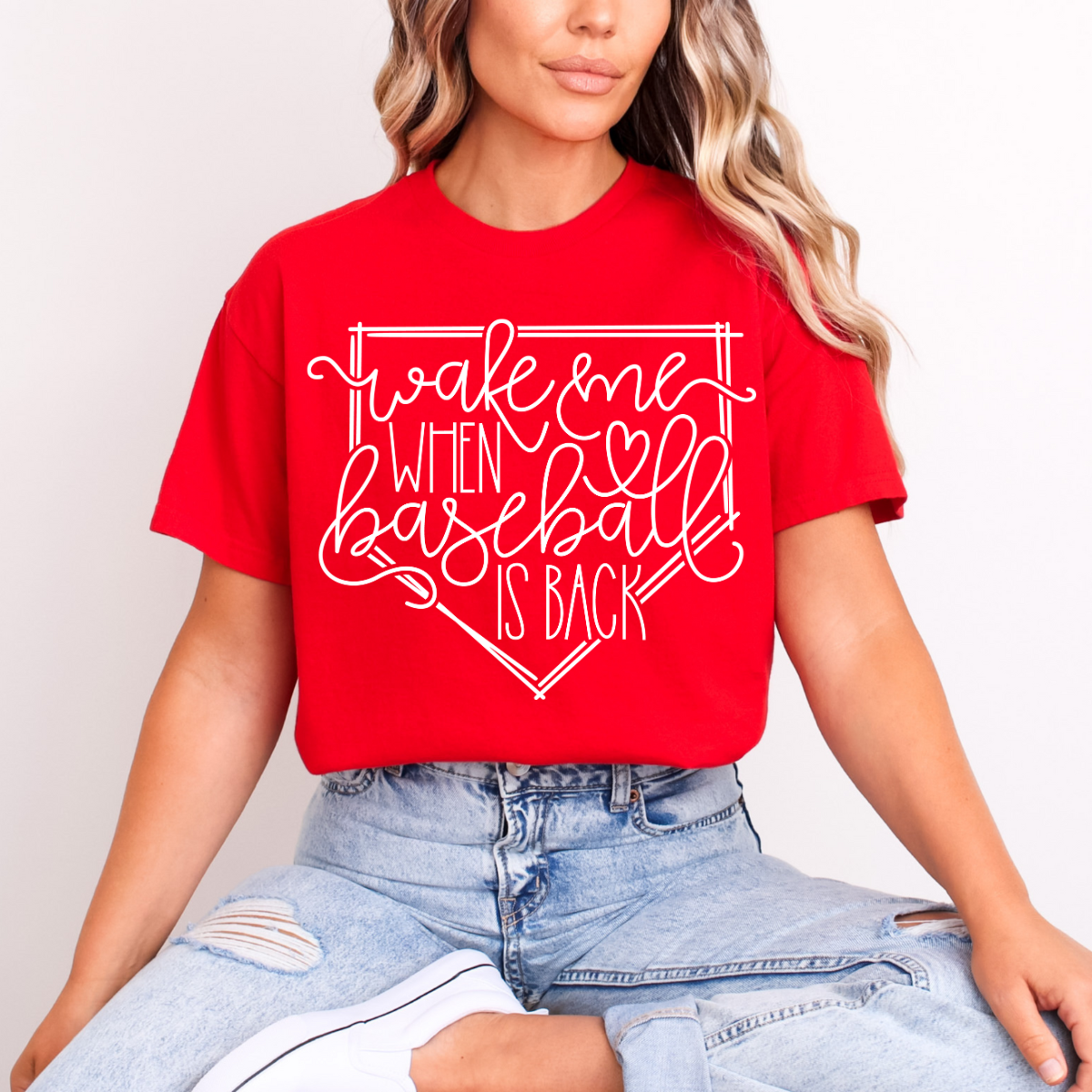 WAKE ME UP WHEN BASEBALL IS BACK *WHITE TEXT* - DTF TRANSFER