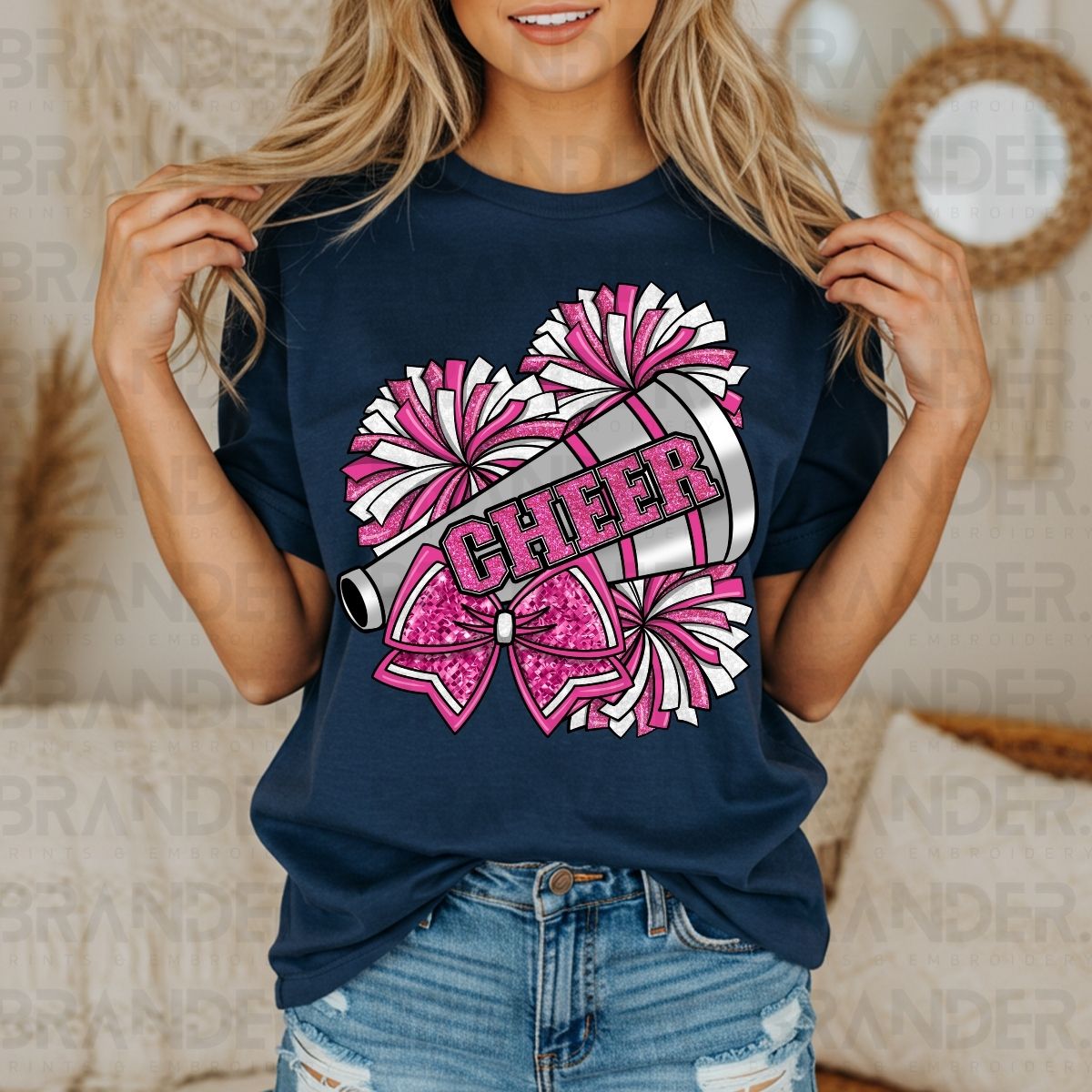 COQUETTE CHEER *PINK W/FAUX GLITTER* - DTF TRANSFER