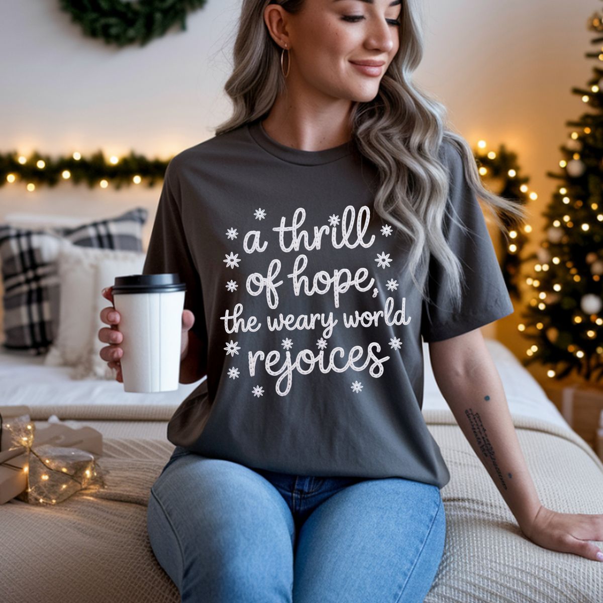 A THRILL OF HOPE, THE WEARY WORLD REJOICES *FAUX YARN* - DTF TRANSFER