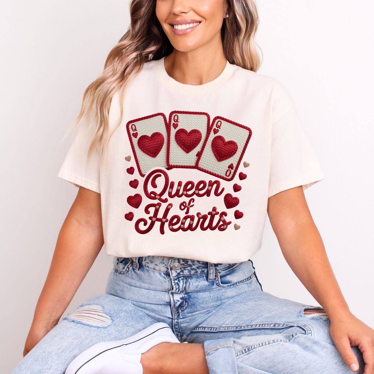 QUEEN OF HEARTS *FAUX YARN* - DTF TRANSFER