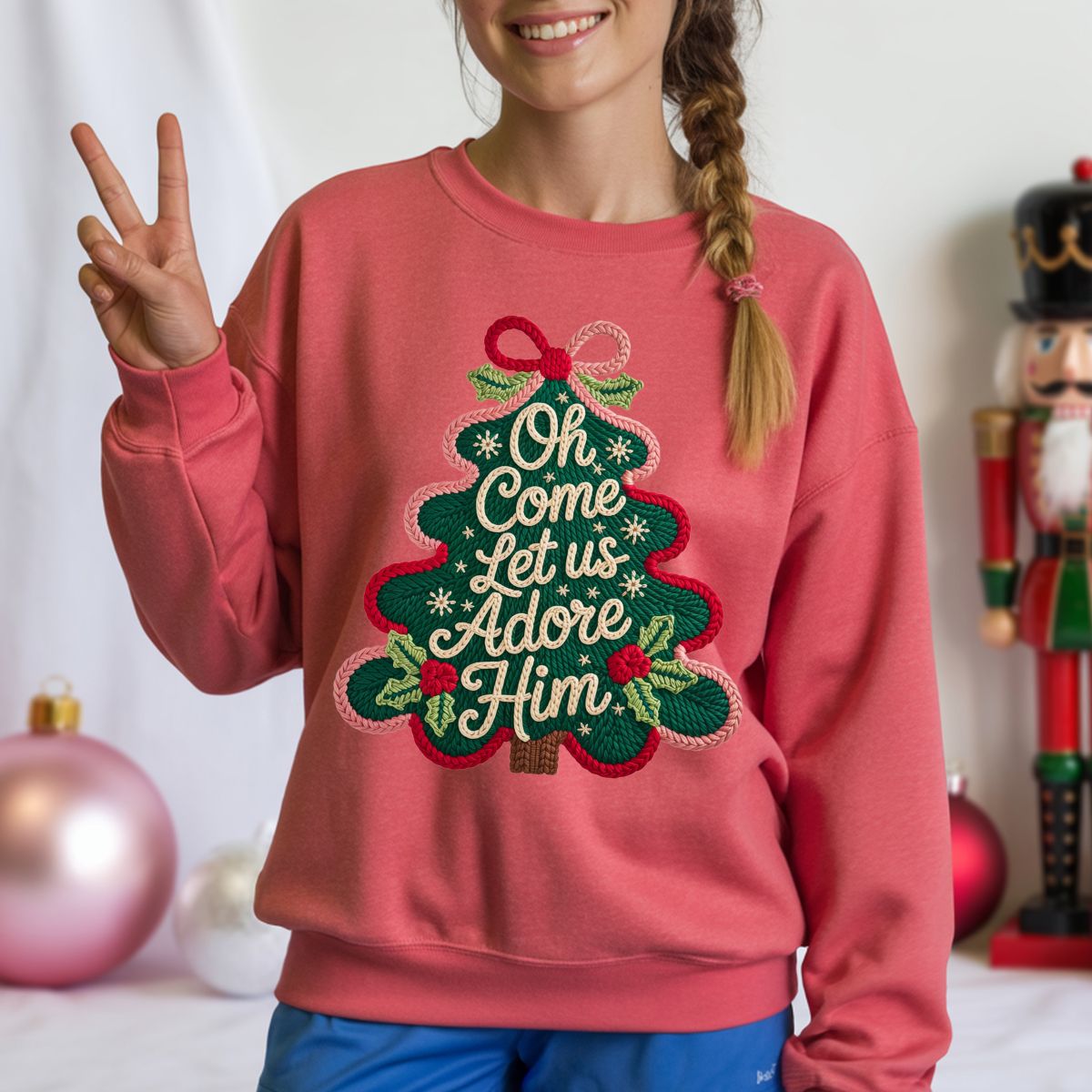 COQUETTE OH COME LET US ADORE HIM *FAUX YARN* - DTF TRANSFER