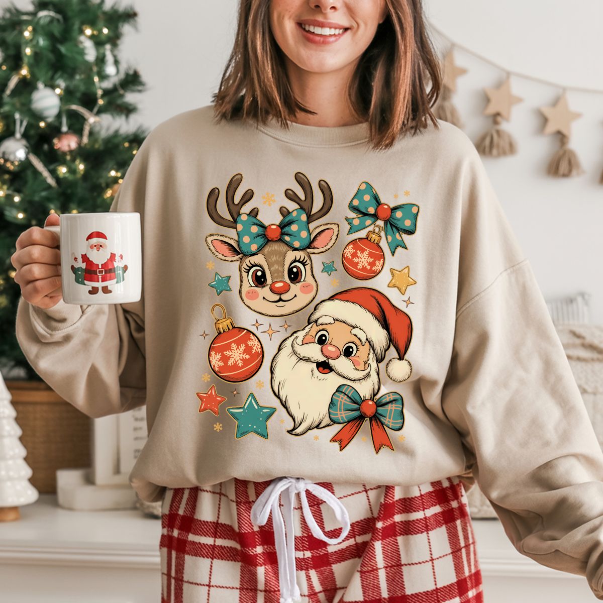 COQUETTE SANTA AND REINDEER DOODLE - DTF TRANSFER