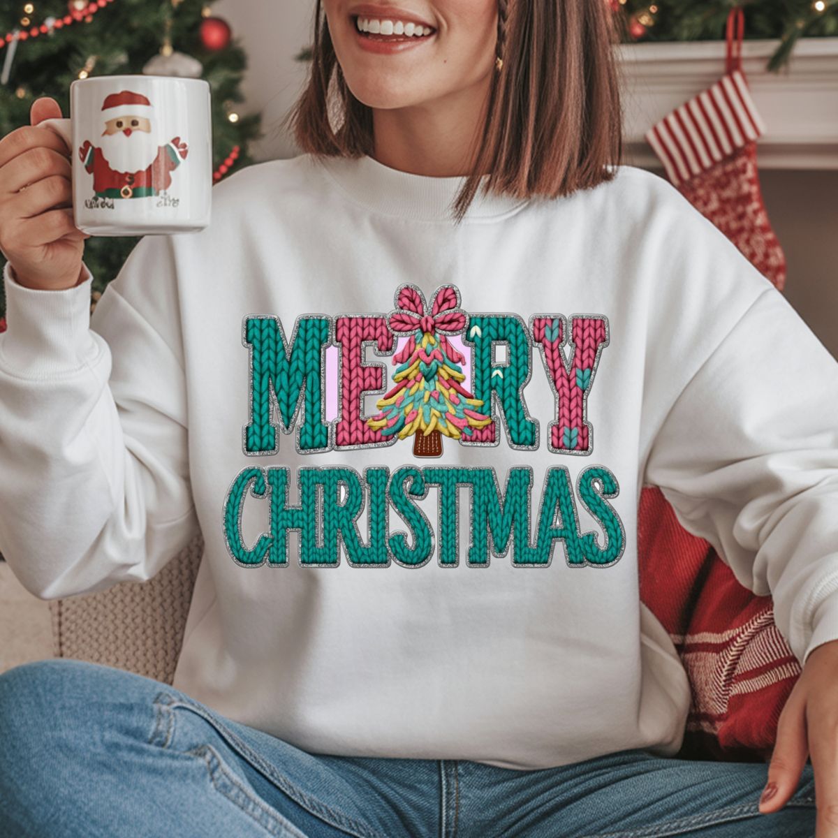 MERRY CHRISTMAS *FAUX YARN* - DTF TRANSFER