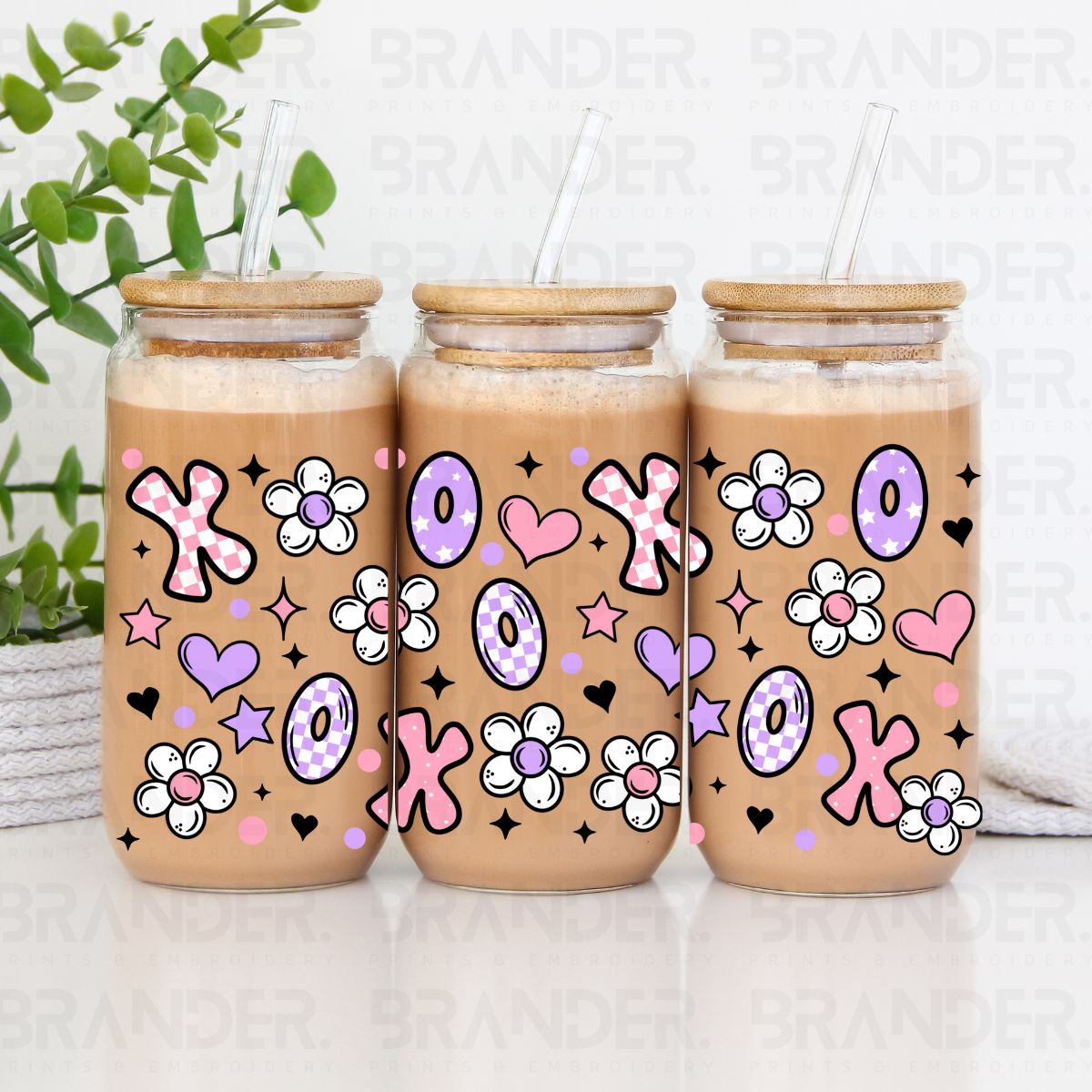 PINK AND PURPLE XOXO - 16 OZ - UV DTF