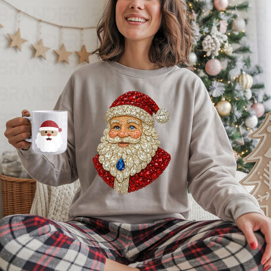 SANTA *FAUX RHINESTONES* - DTF TRANSFER