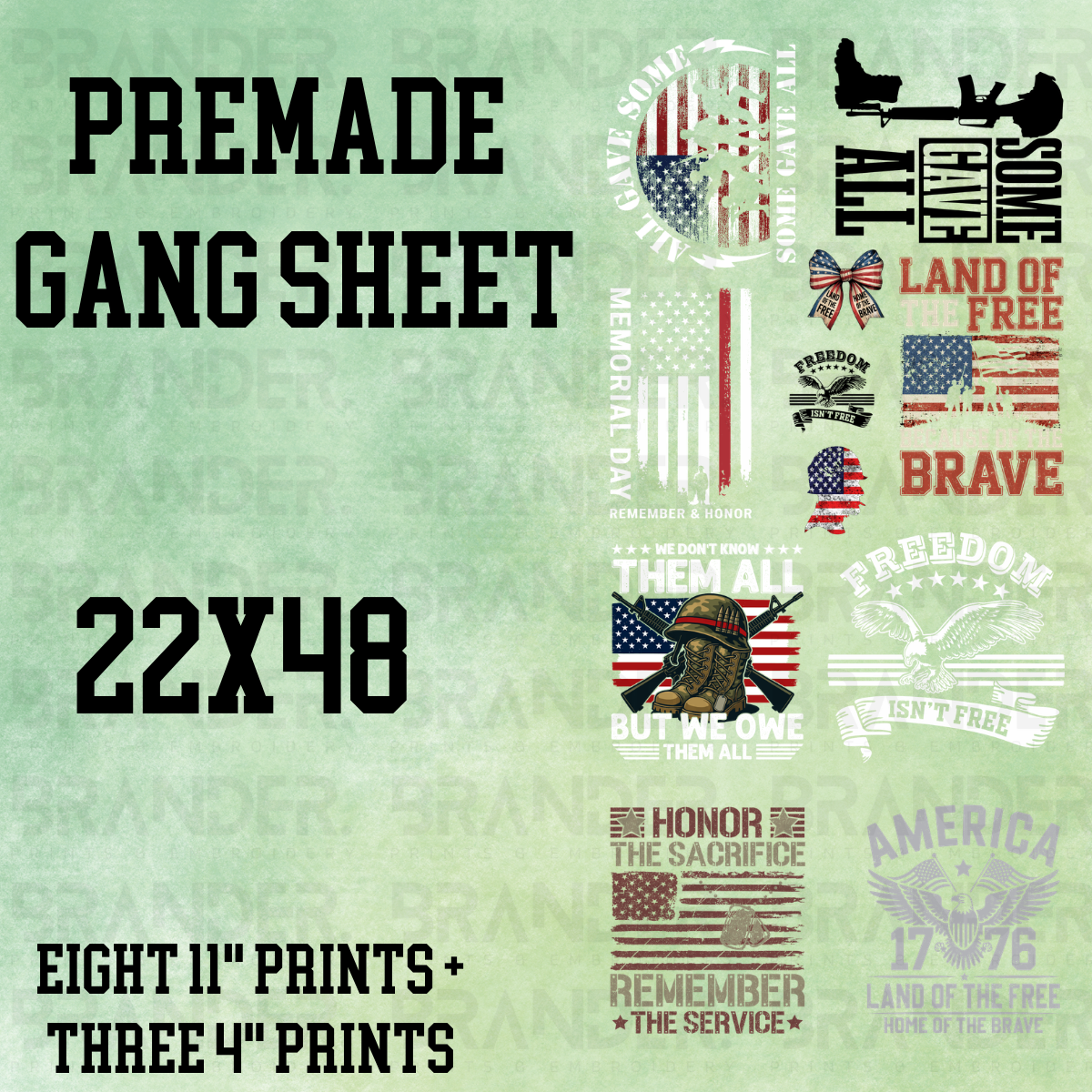 MEMORIAL DAY - 22X48 - PREMADE GANG SHEET