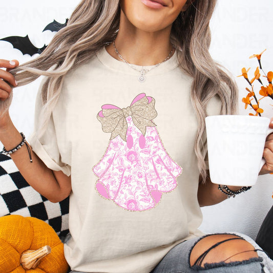 COQUETTE PINK FLORAL GHOST - DTF TRANSFER