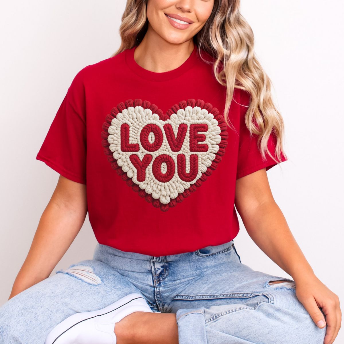 LOVE YOU HEART *FAUX YARN* - DTF TRANSFER
