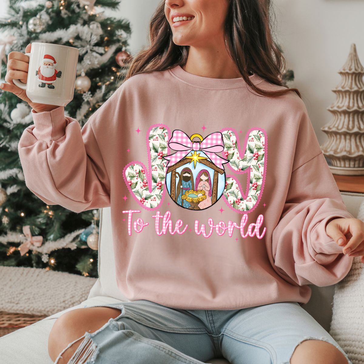 COQUETTE JOY TO THE WORLD WITH NATIVITY - DTF TRANSFER