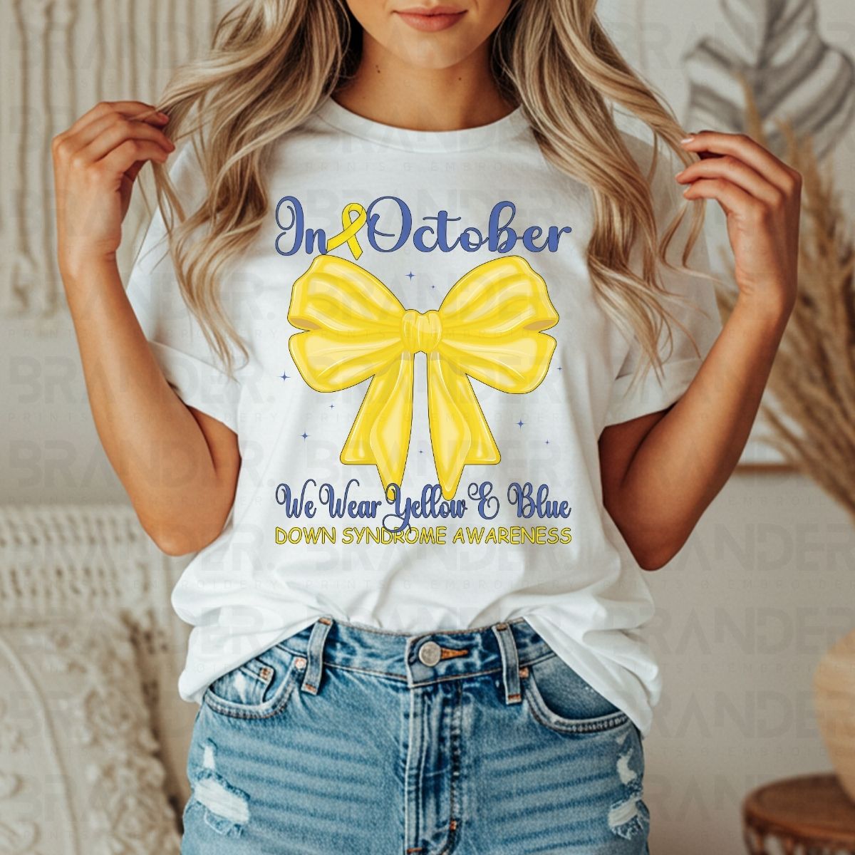 COQUETTE IN OCTOBER WE WEAR YELLOW & BLUE - DTF TRANSFER