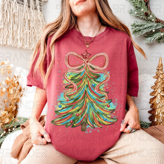 COQUETTE SPLATTER CHRISTMAS TREE - DTF TRANSFER