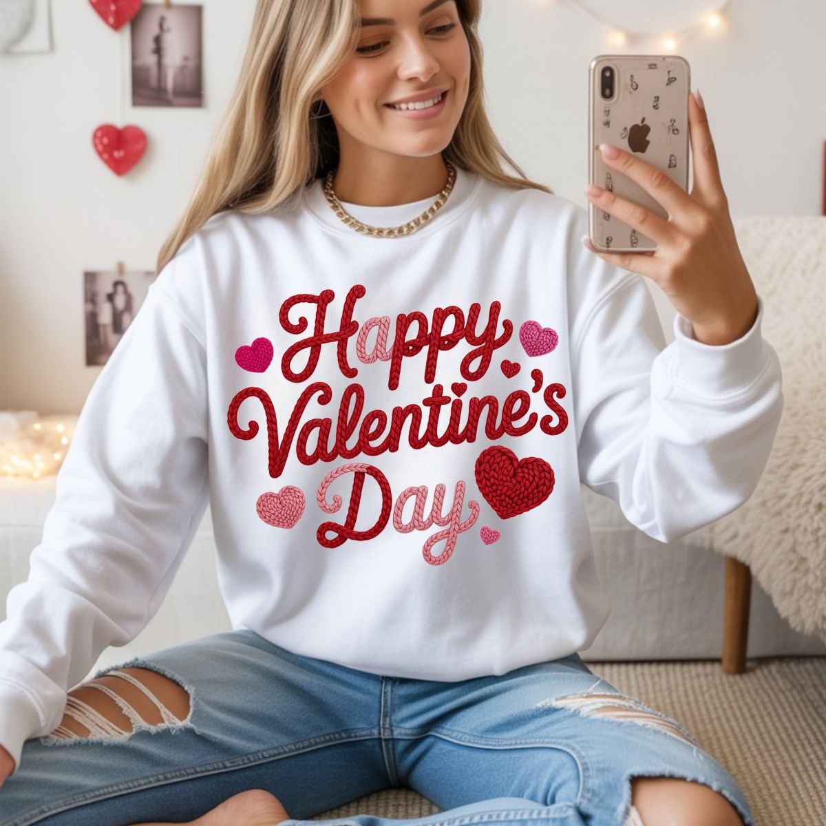 HAPPY VALENTINES DAY *FAUX YARN* - DTF TRANSFER
