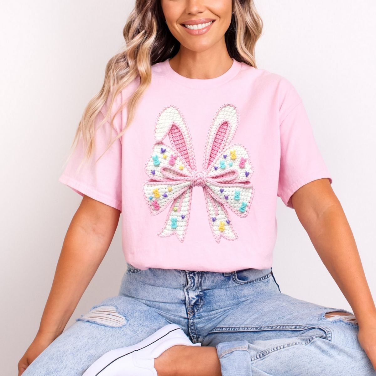 COQUETTE PINK BUNNY EARS *FAUX YARN* - DTF TRANSFER