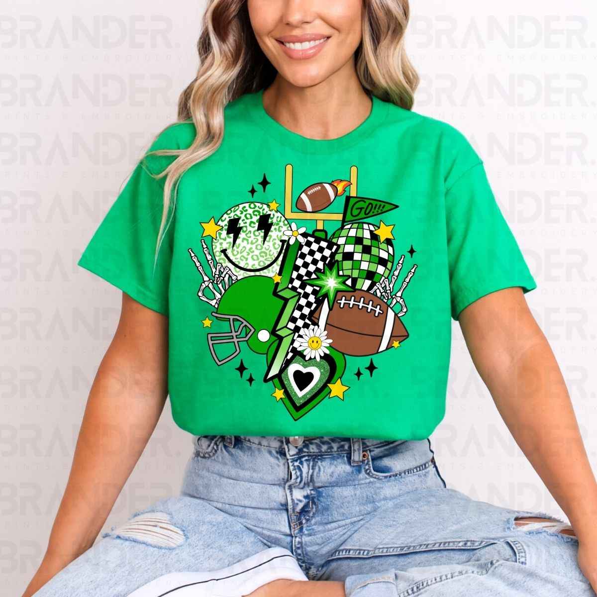 RETRO FOOTBALL *GREEN & BLACK* - DTF TRANSFER