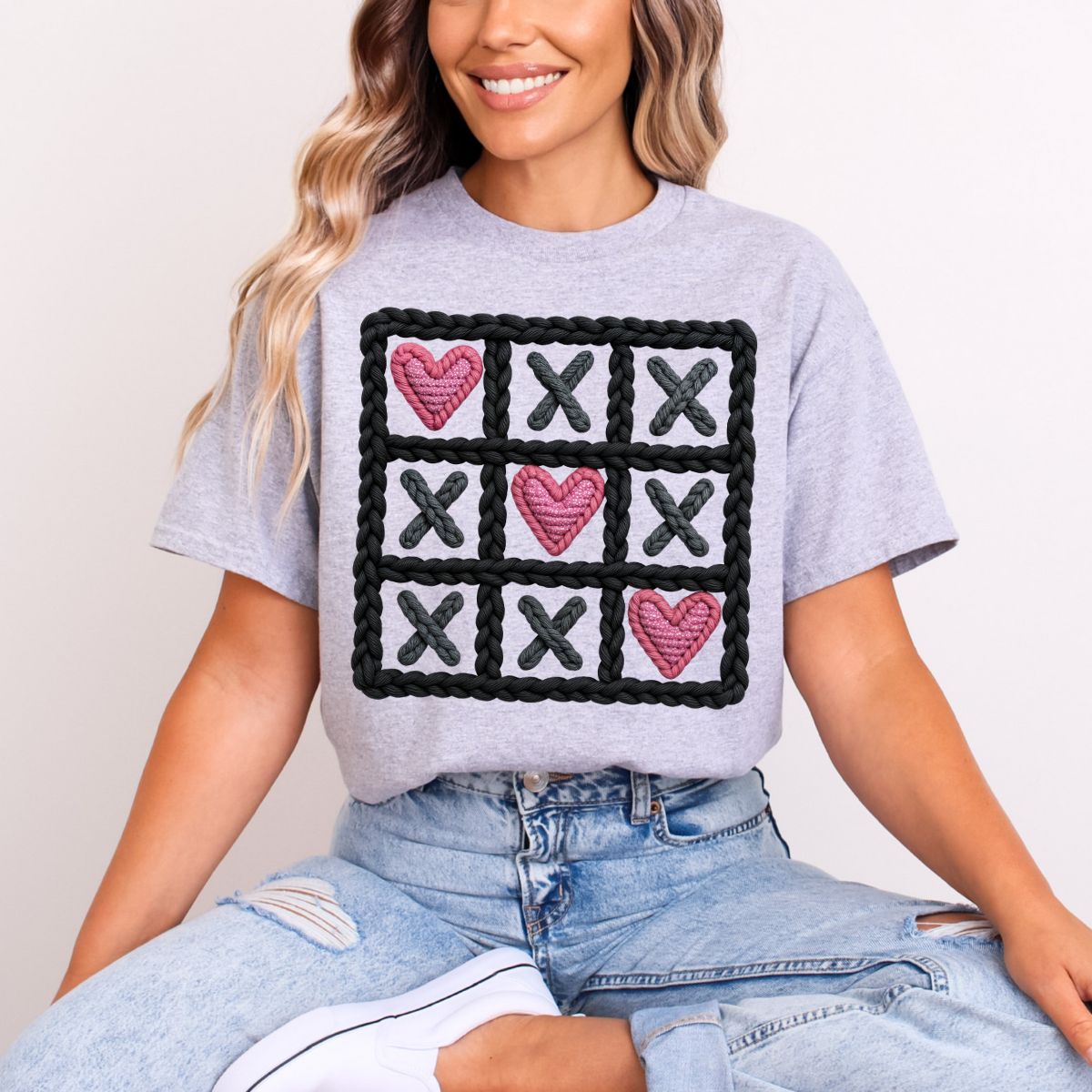 XOXO CHECKERED *FAUX YARN* - DTF TRANSFER