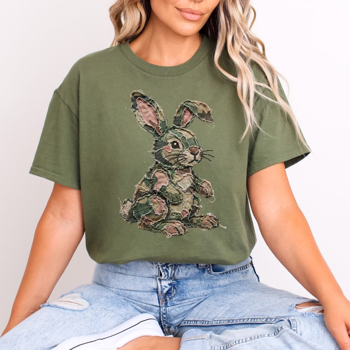 CAMO EASTER BUNNY *FAUX YARN* - DTF TRANSFER