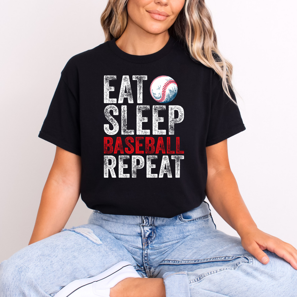 EAT SLEEP BASEBALL REPEAT - DTF TRANSFER