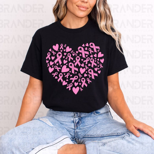 BREAST CANCER AWARENESS RIBBON HEART - DTF TRANSFER