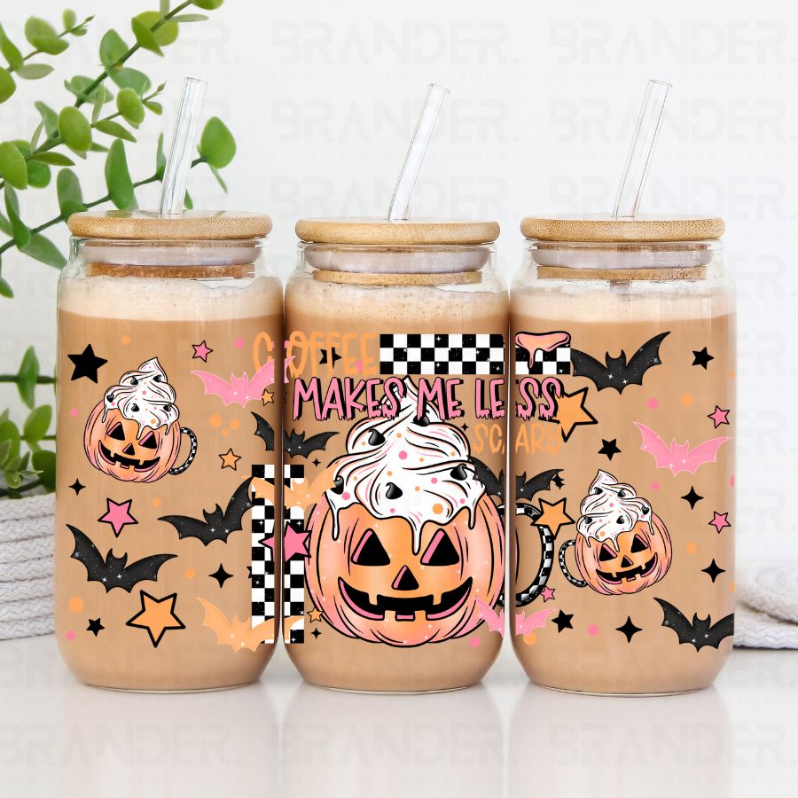 COFFEE MAKES ME LESS SCARY - 16 OZ - UV DTF