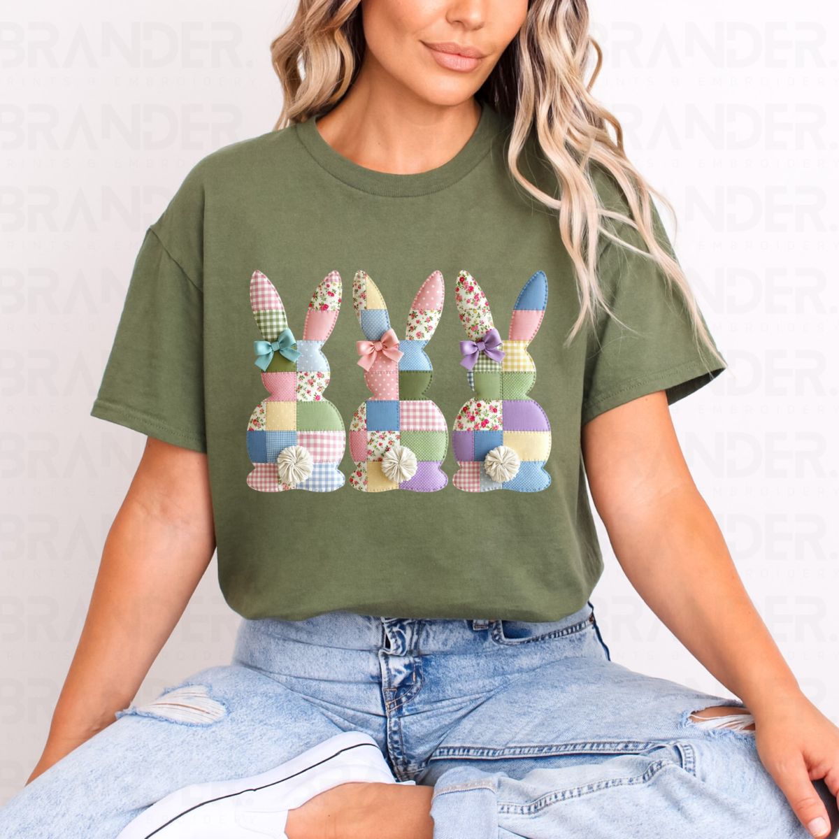 COQUETTE PATCHWORK EASTER BUNNIES - DTF TRANSFER
