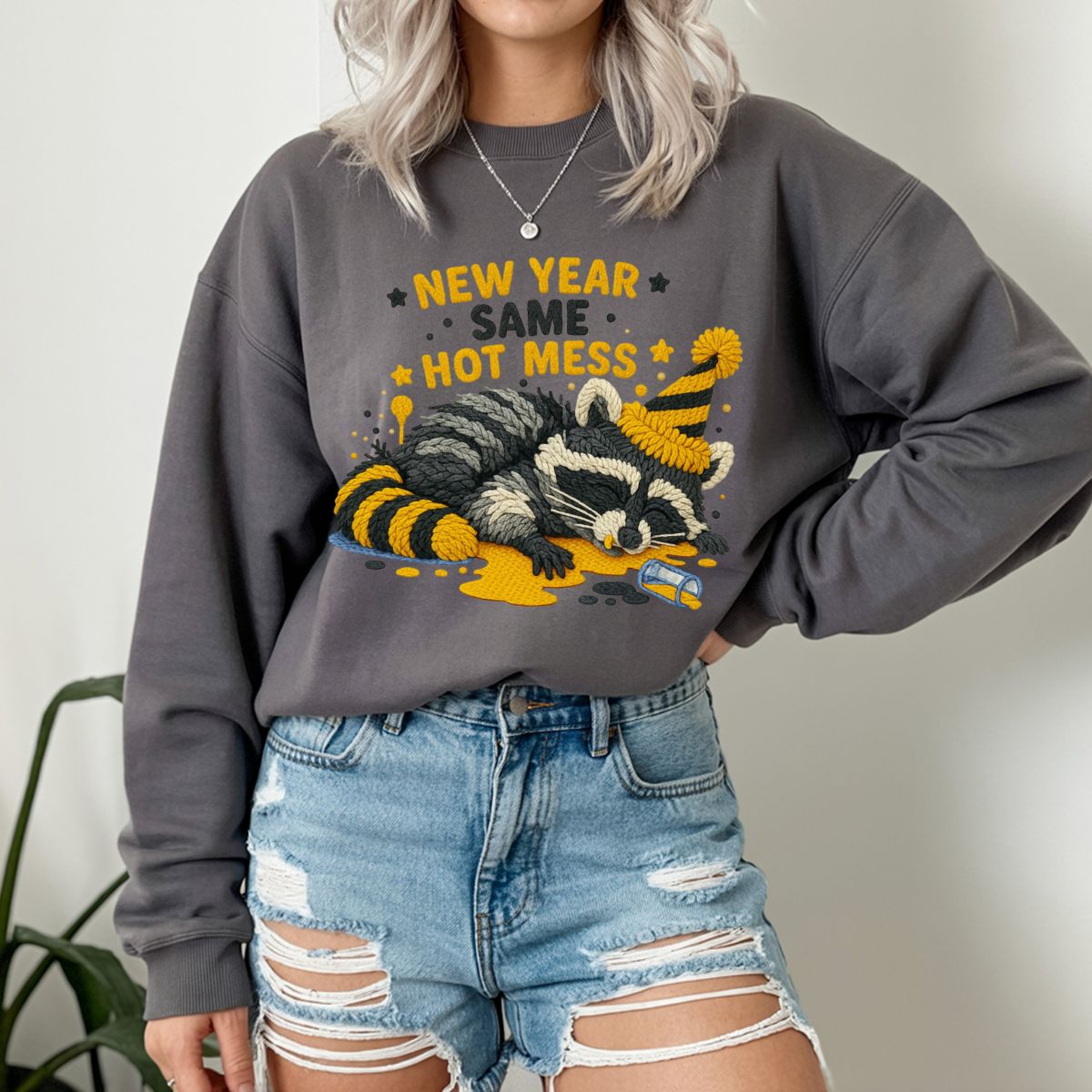 NEW YEAR SAME HOT MESS *FAUX YARN* - DTF TRANSFER