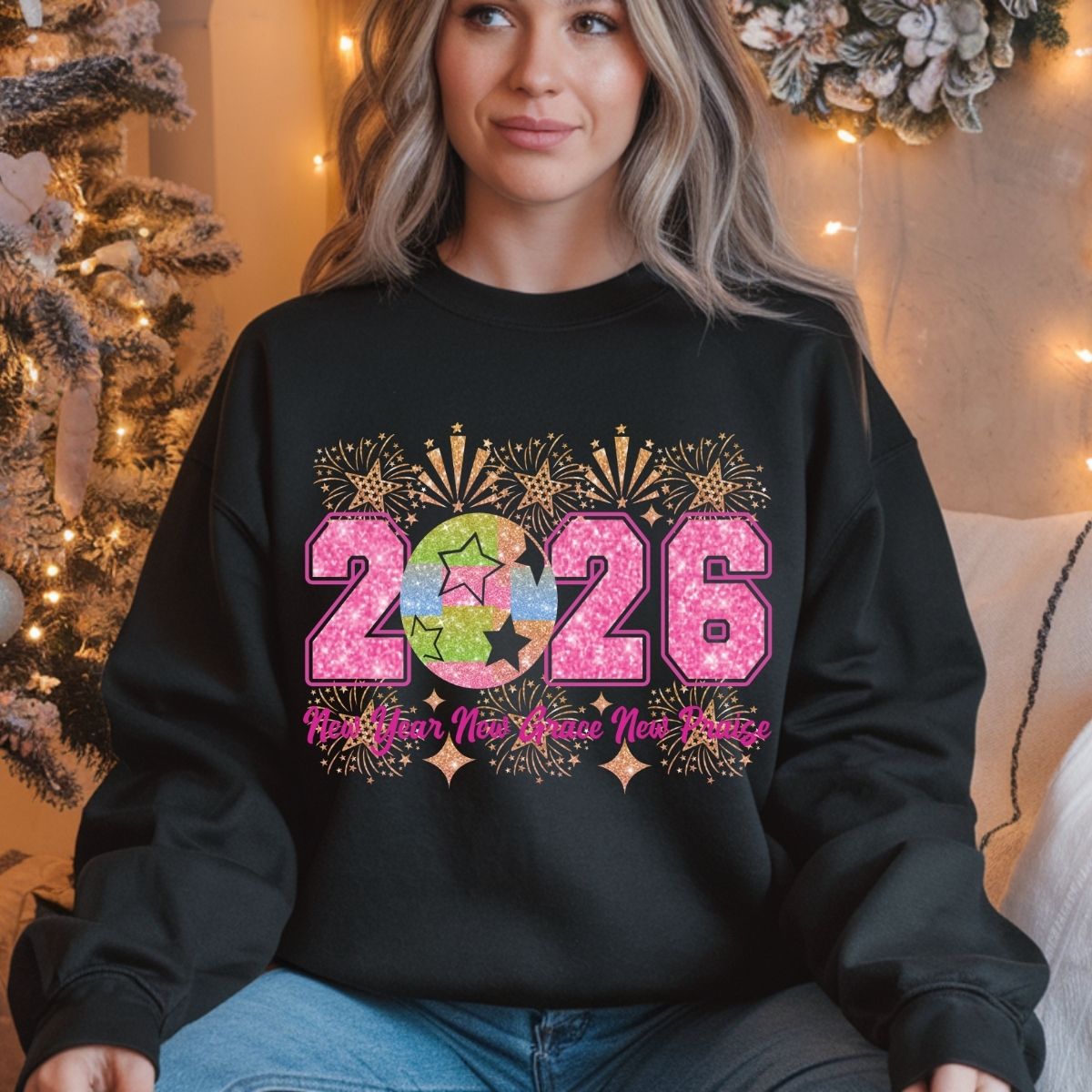 2026 NEW YEAR NEW GRACE NEW PRAISE *FAUX GLITTER* - DTF TRANSFER