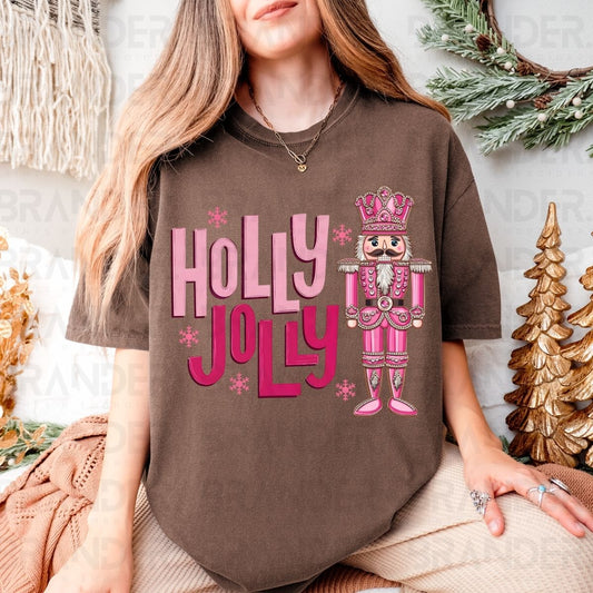 HOLLY JOLLY *FAUX RHINESTONES* - DTF TRANSFER
