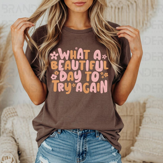 WHAT A BEAUTIFUL DAY TO TRY AGAIN - DTF TRANSFER