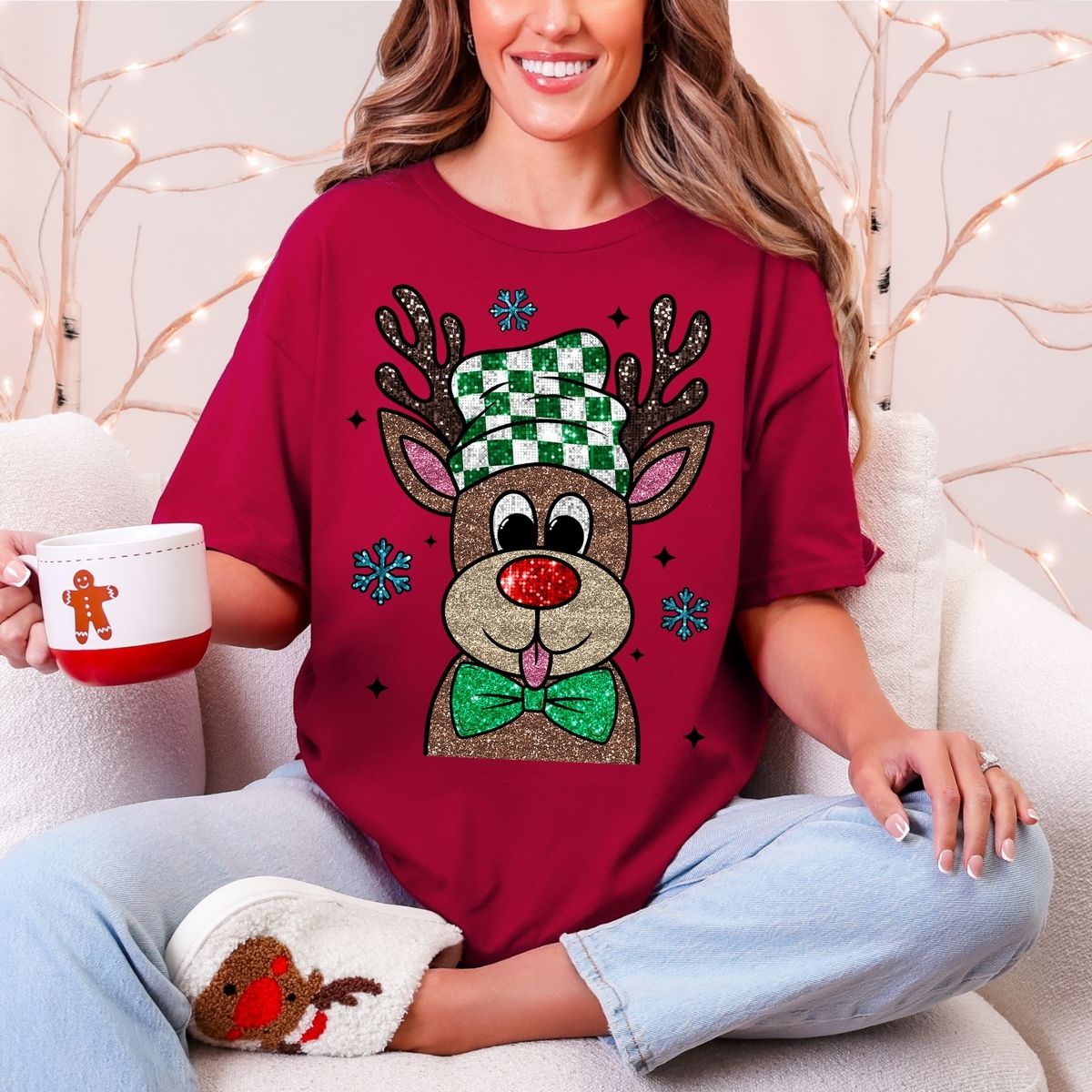 BOY REINDEER *FAUX GLITTER* - DTF TRANSFER
