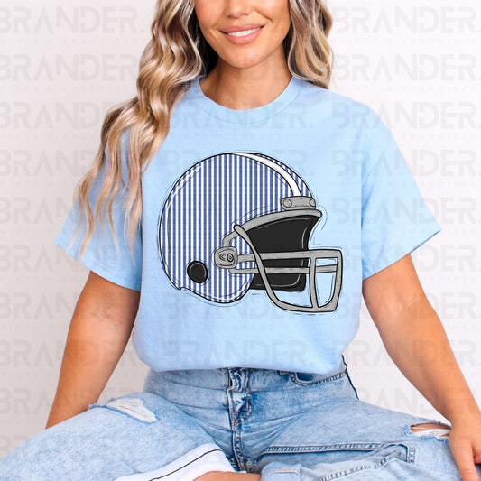 BLUE SEERSUCKER HELMET - DTF TRANSFER