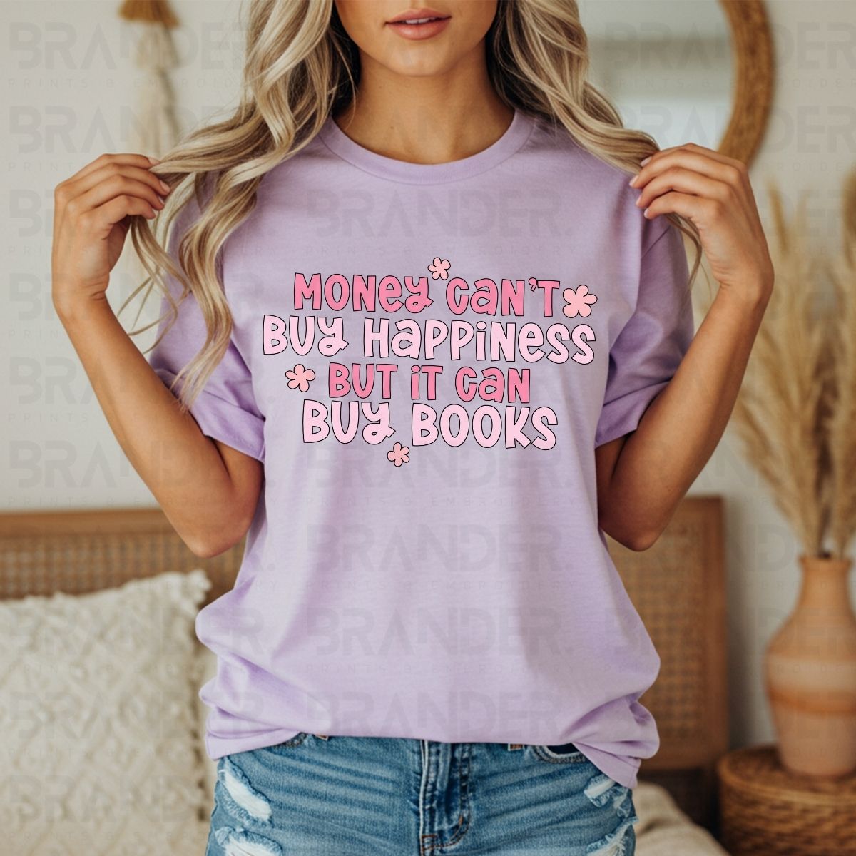 MONEY CAN'T BUY HAPPINESS BUT IT CAN BUY BOOKS - DTF TRANSFER