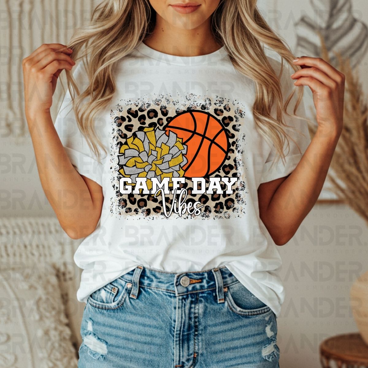 GAME DAY VIBES *GOLD & SILVER W/FAUX GLITTER* - DTF TRANSFER