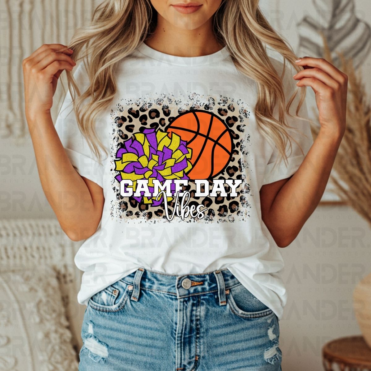 GAME DAY VIBES *PURPLE & GOLD W/FAUX GLITTER* - DTF TRANSFER