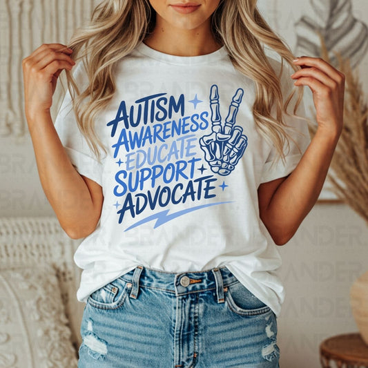 AUTISM AWARENESS EDUCATE SUPPORT ADVOCATE - DTF TRANSFER