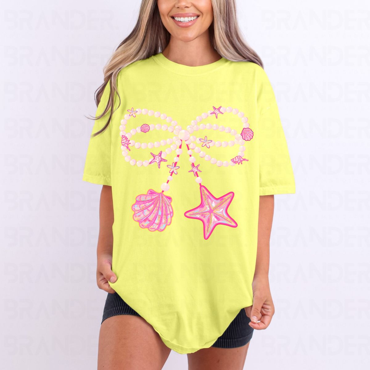 COQUETTE STAR FISH AND CLAM PEARL BOW - DTF TRANSFER