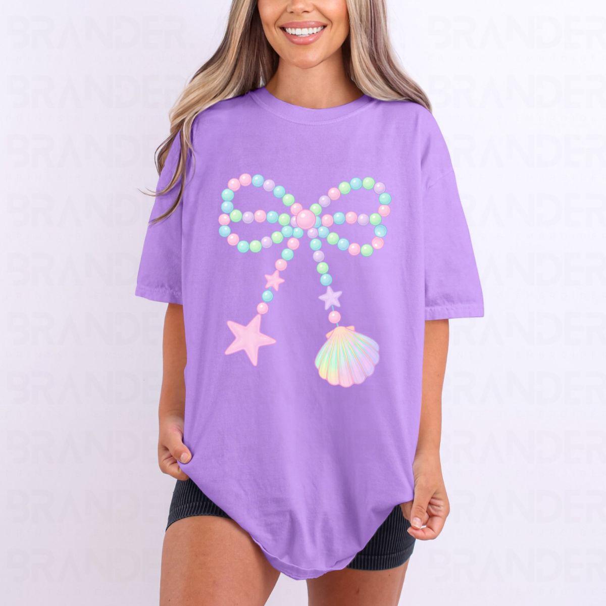 COQUETTE STAR FISH AND CLAM PEARL BOW - DTF TRANSFER