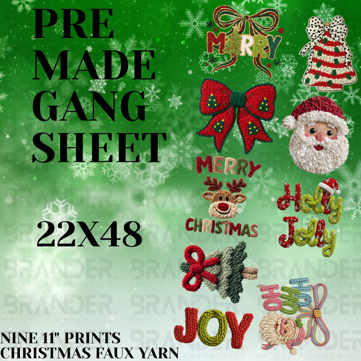 CHRISTMAS FAUX YARN - 22X48 - PREMADE GANG SHEET