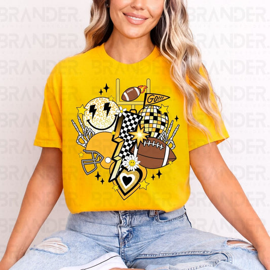 RETRO FOOTBALL *YELLOW & BLACK* - DTF TRANSFER