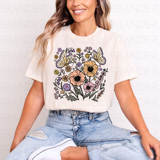 SPRING FLOWERS AND BUTTERFLIES - DTF TRANSFER