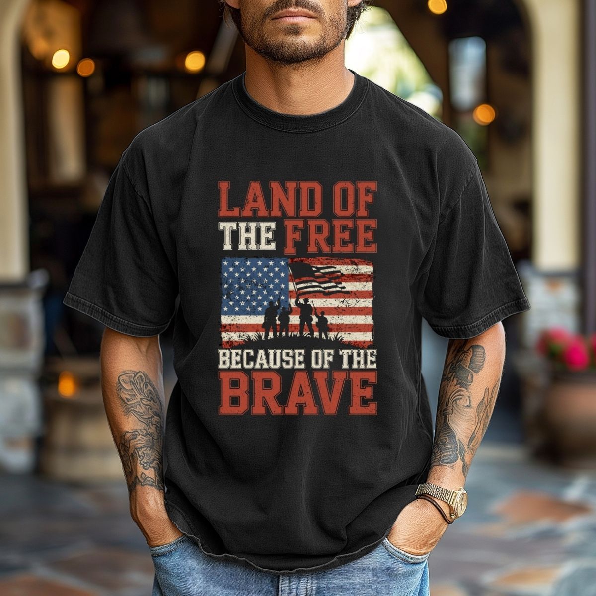 LAND OF THE FREE BECAUSE OF THE FREE - DTF TRANSFER