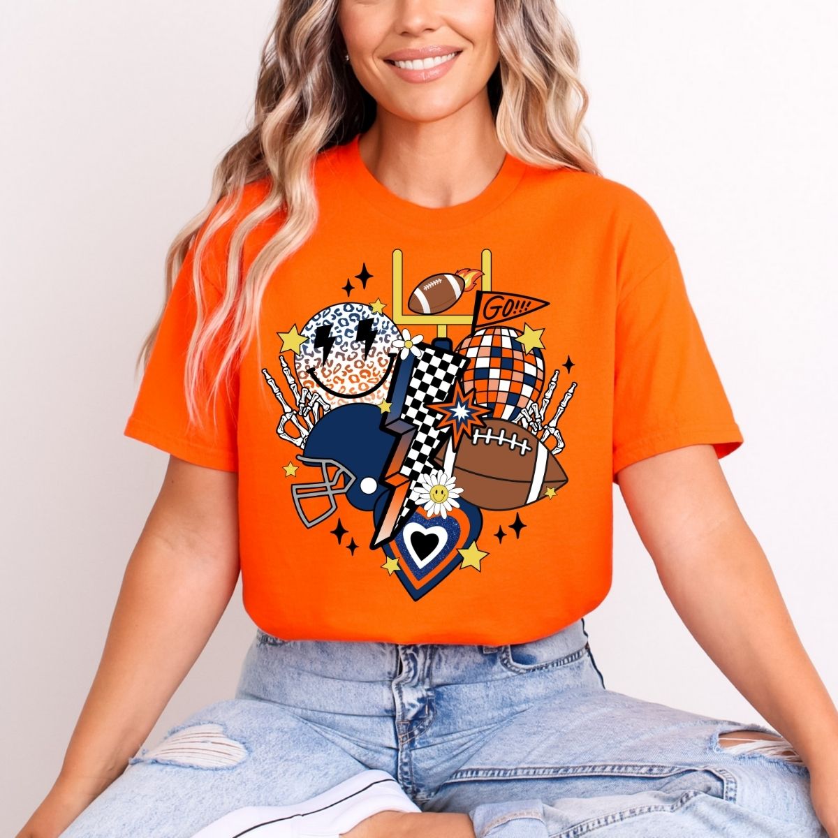 RETRO FOOTBALL *ORANGE & NAVY* - DTF TRANSFER